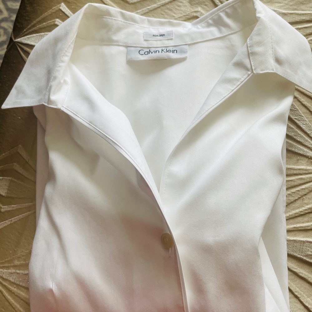 Calvin Klein White Button Down Shirt Work Style - Picture 4 of 6
